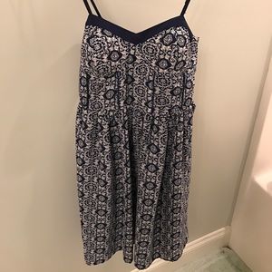 Navy and white shear dress