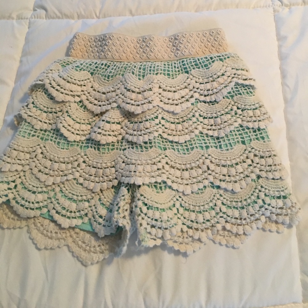 Super cute shorts with lace overlay!