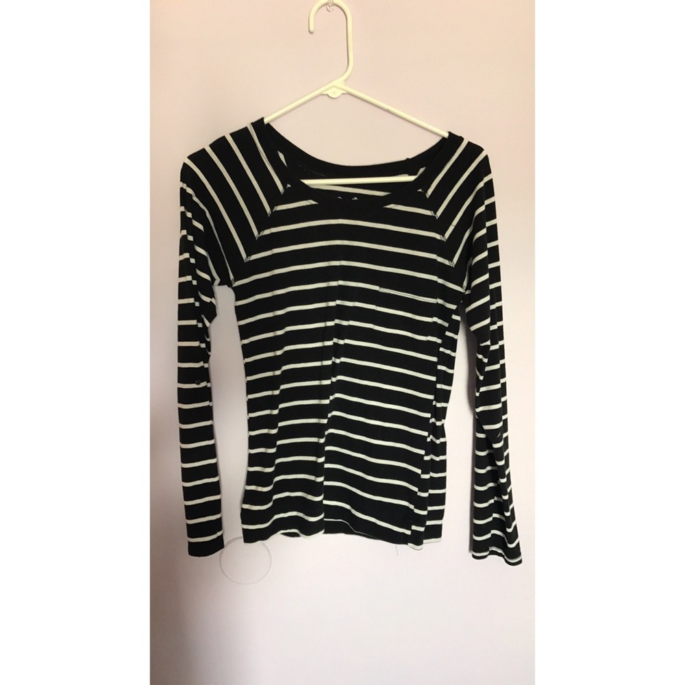 Striped long sleeve shirt.