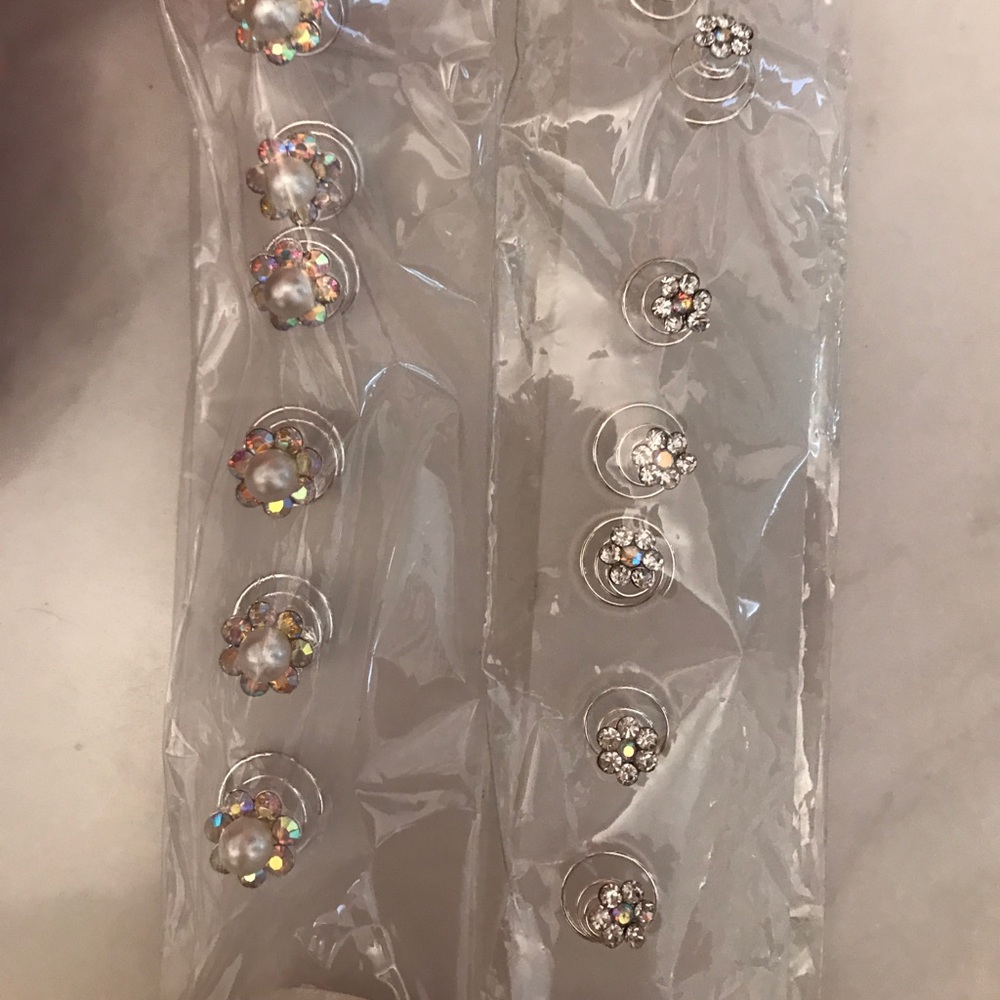 Crystal Wedding hair flowers 2 dozen