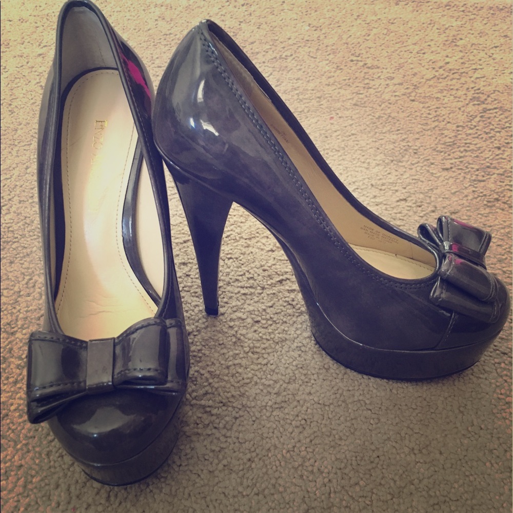 Patent leather platform pumps