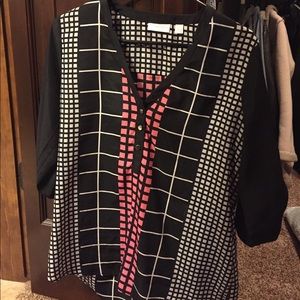 Black/white/pink blouse