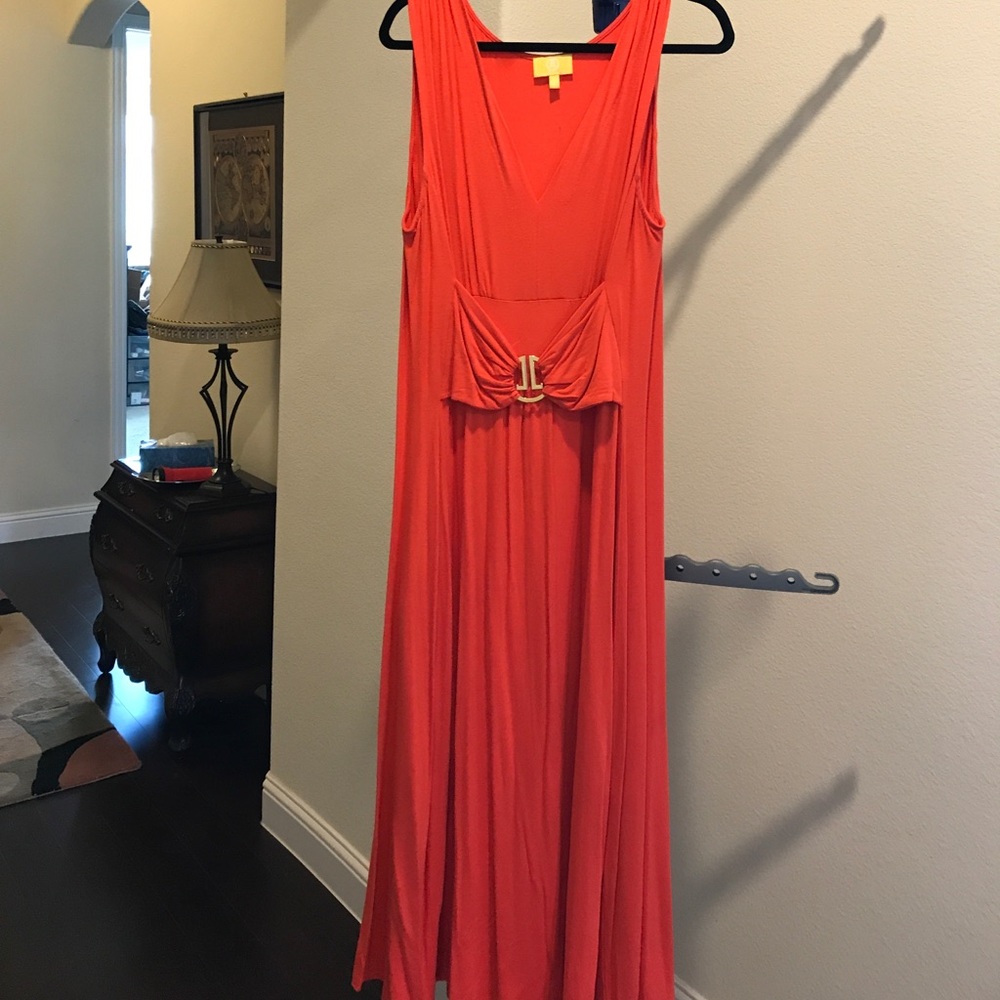 Bright orange maxi dress