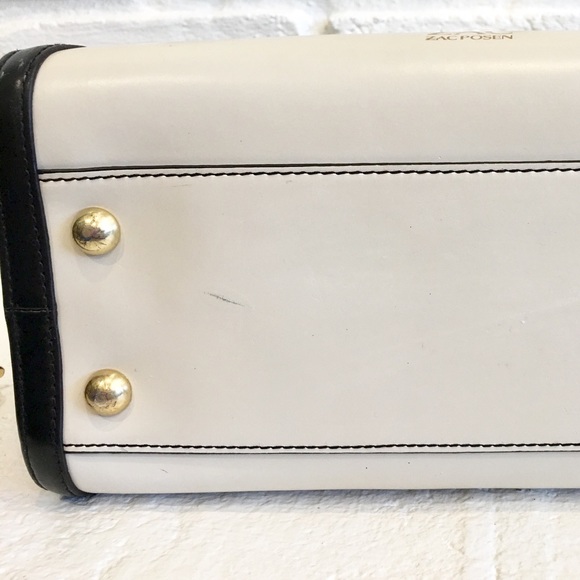 Zac Posen Large Trapeze Colorblock Handbag 💙🤍🖤 - Picture 7 of 8