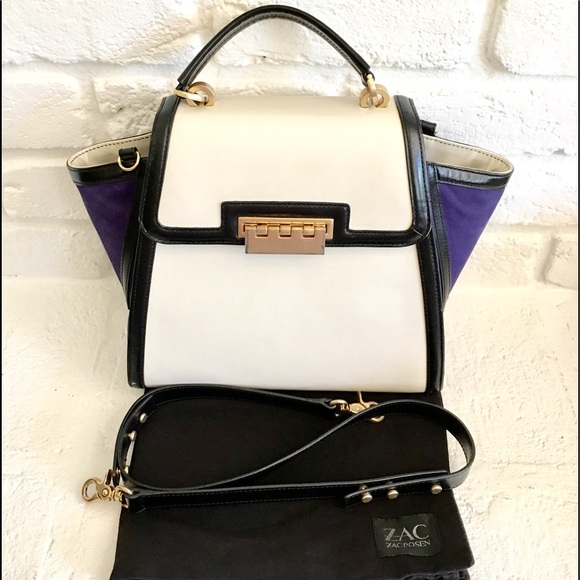 Zac Posen Large Trapeze Colorblock Handbag 💙🤍🖤 - Picture 8 of 8