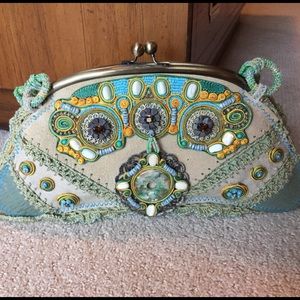 Mary Frances Suede and Beaded Handbag