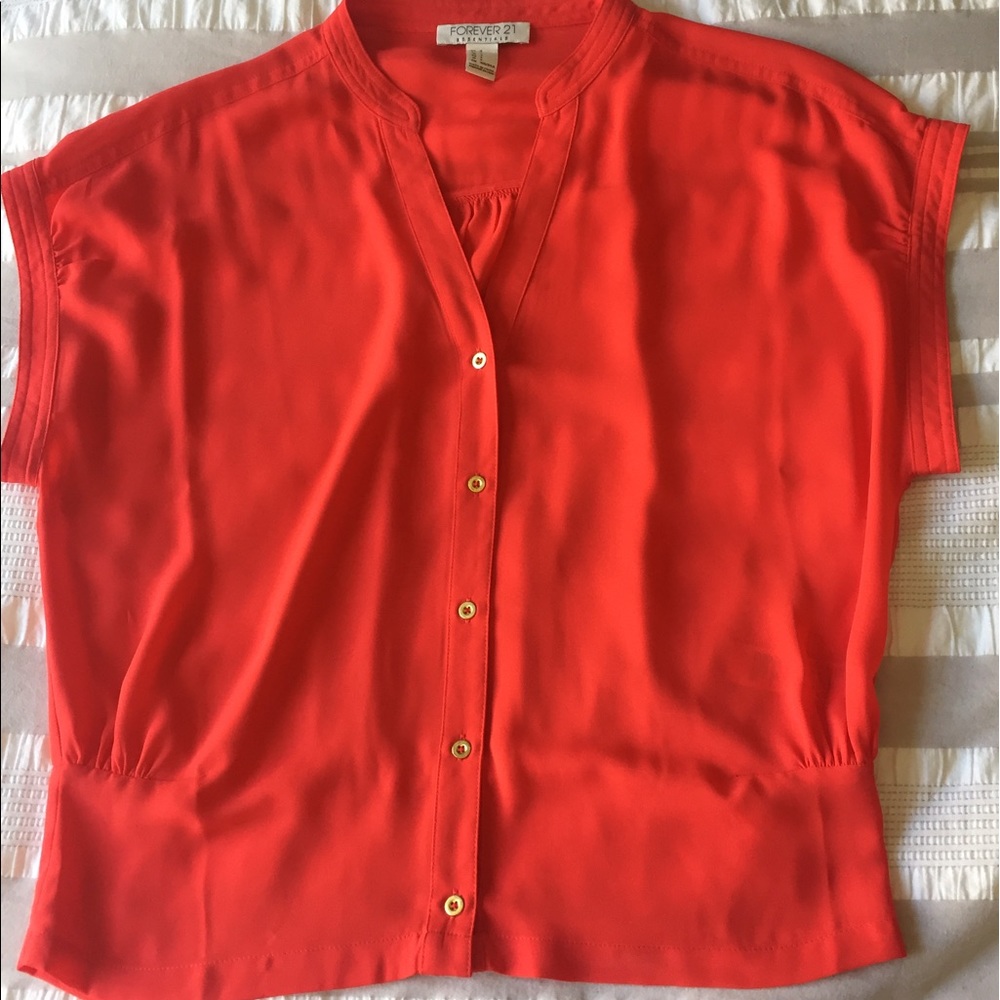 Forever 21 red button up blouse