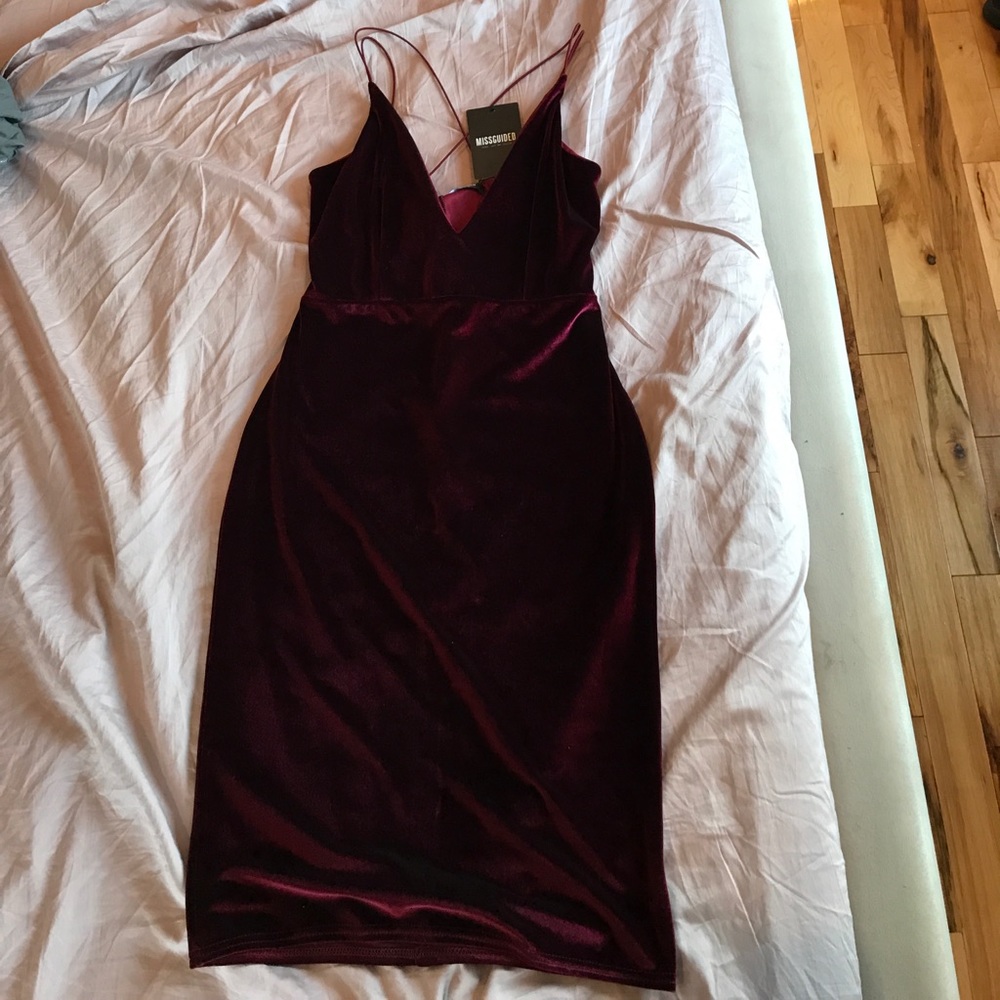 Velvet Burgundy Midi Bodycon