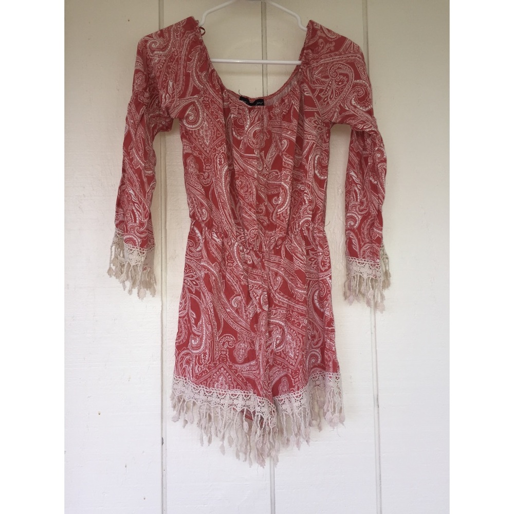 BNWOT paisley fringe off the shoulder romper