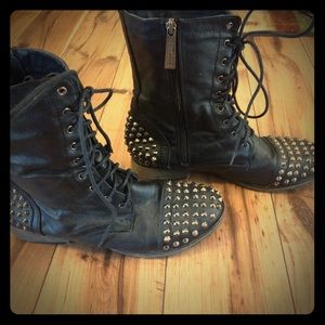 Black studded combat boots