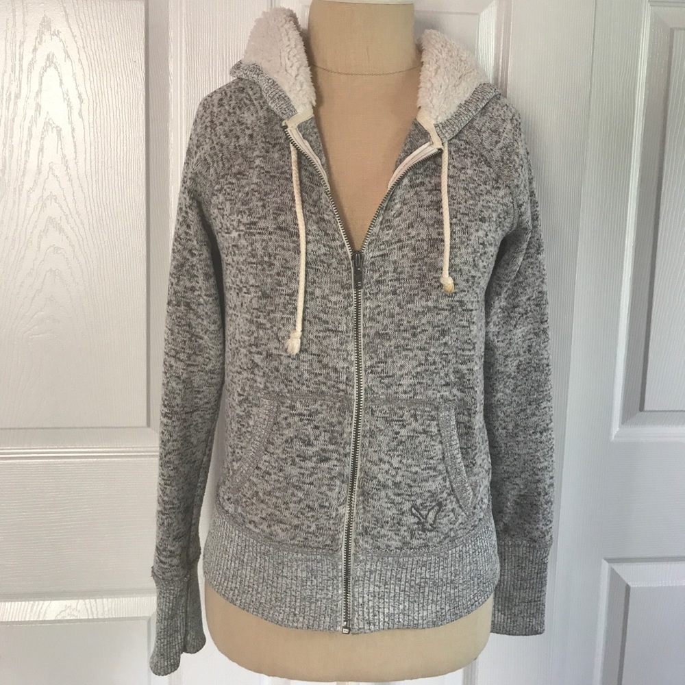 American Eagle grey speckled zip hoodie 🖤