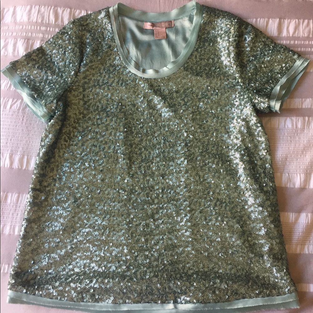 Forever 21, sequined blouse, Mint colored
