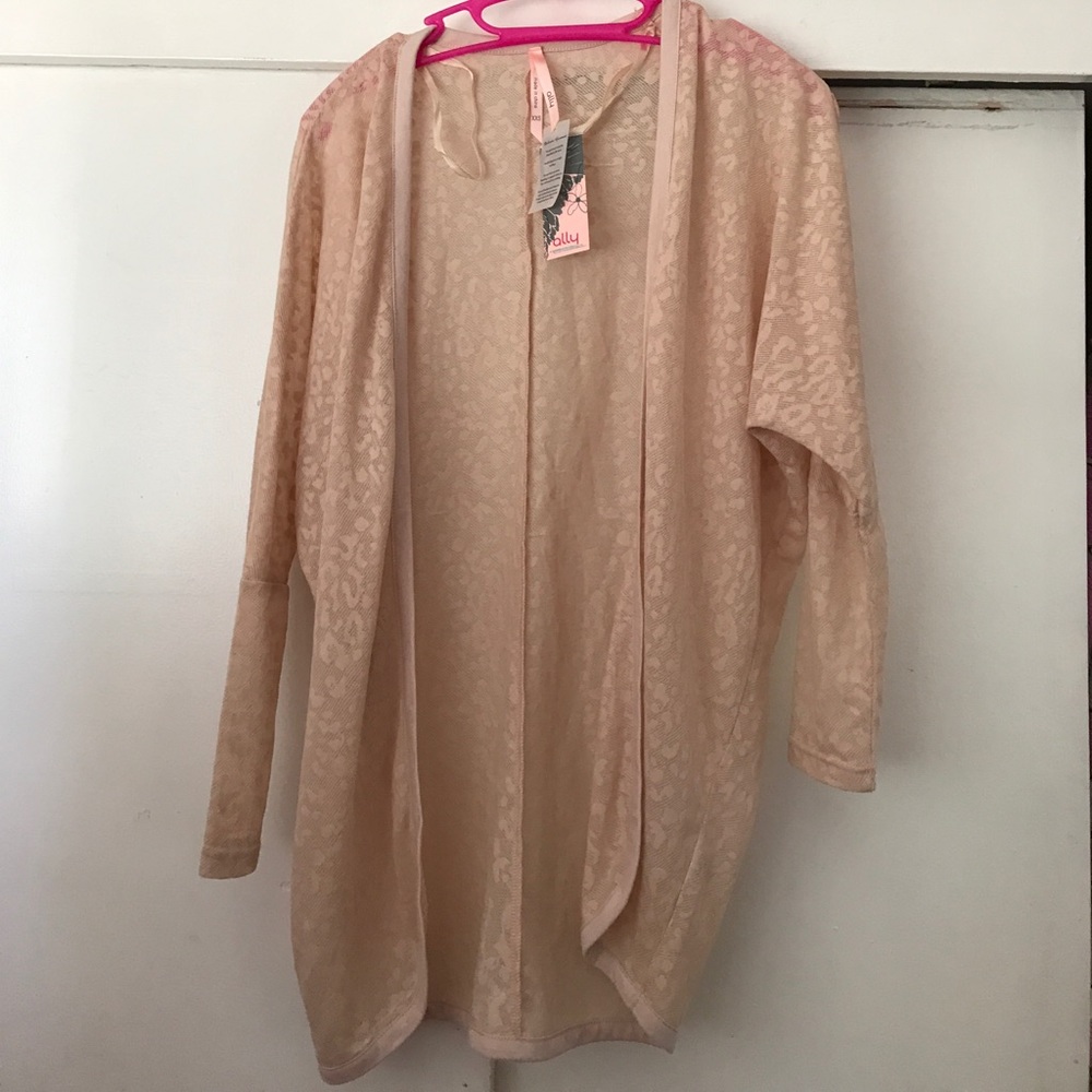 Ally peach cardigan with leopard print