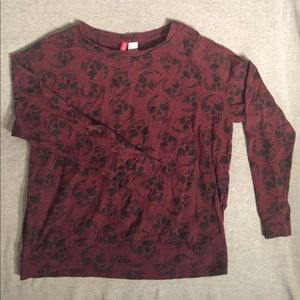 H&M Maroon Skulls Sweatshirt