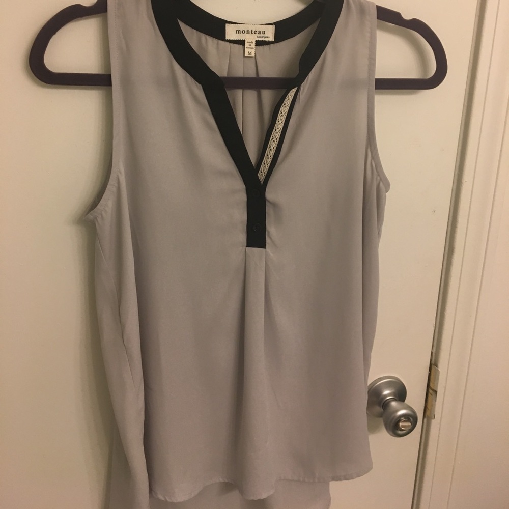 Grey Sleeveless Blouse