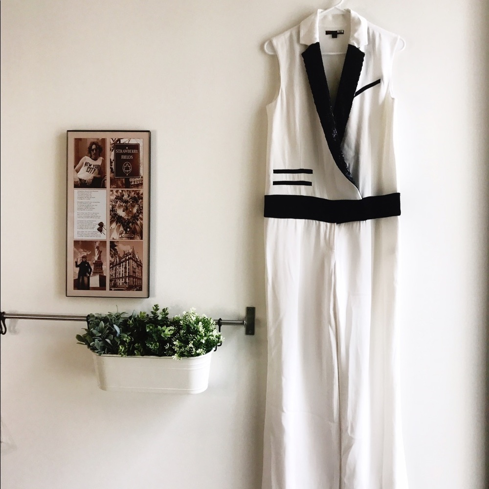 Rachel Zoe White Tuxedo Jumpsuit