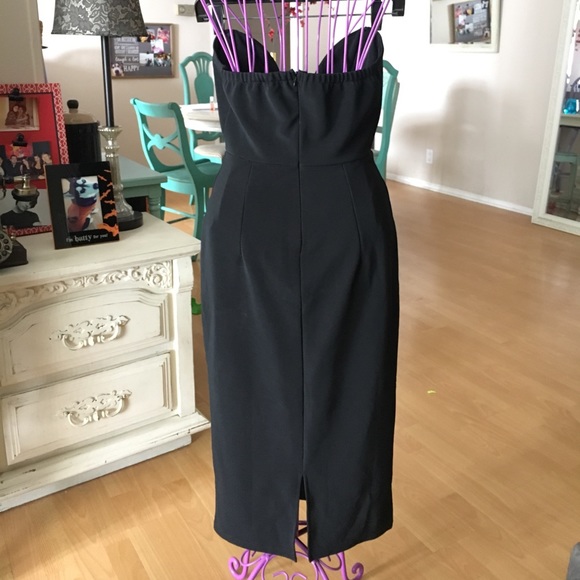 LAST CALL 9/11/22 - Black Plunging Neck Vampy Pencil Strapless Dress - Picture 5 of 7