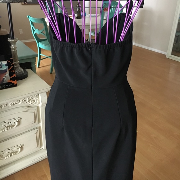 LAST CALL 9/11/22 - Black Plunging Neck Vampy Pencil Strapless Dress - Picture 7 of 7