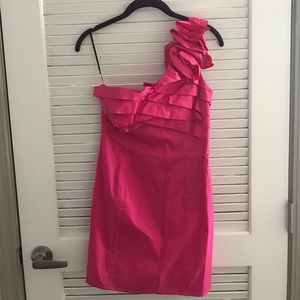 Pink one shoulder cocktail dress