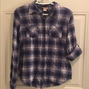 Blue plaid shirt