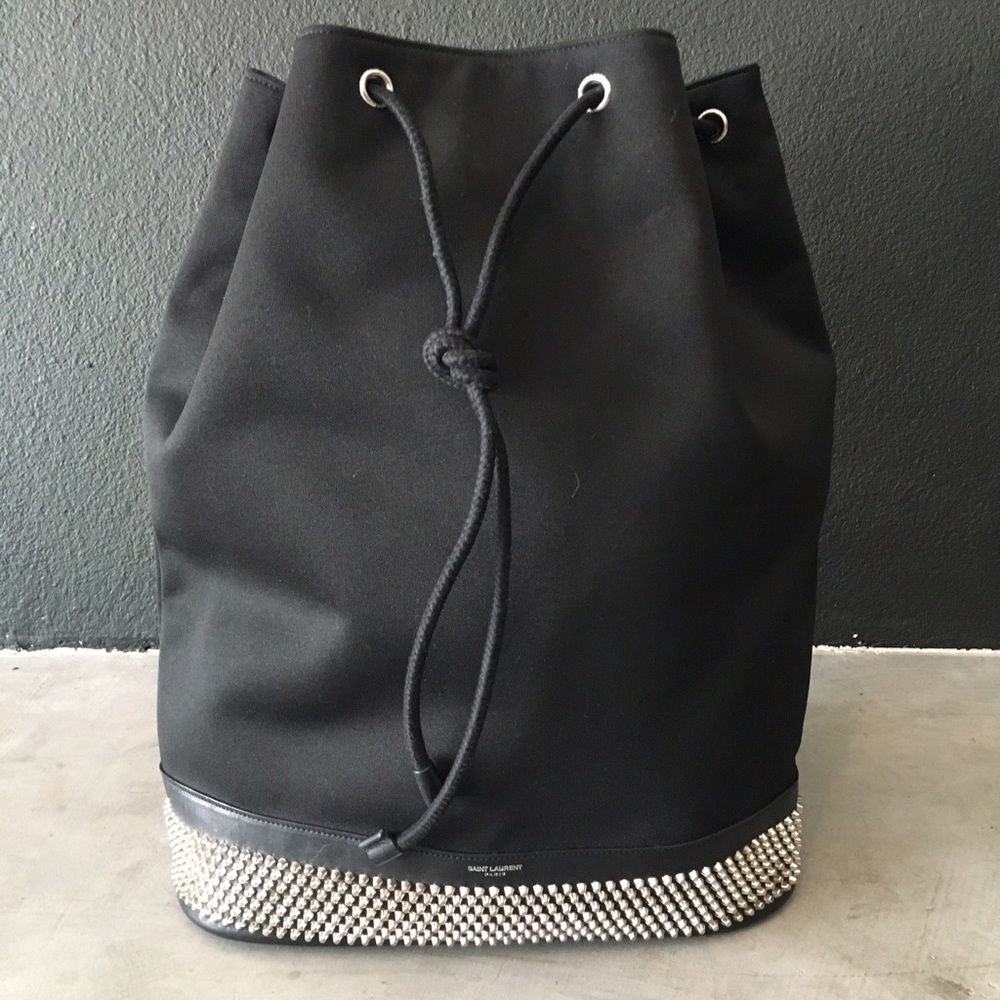 YSL studded bucket backpack bag