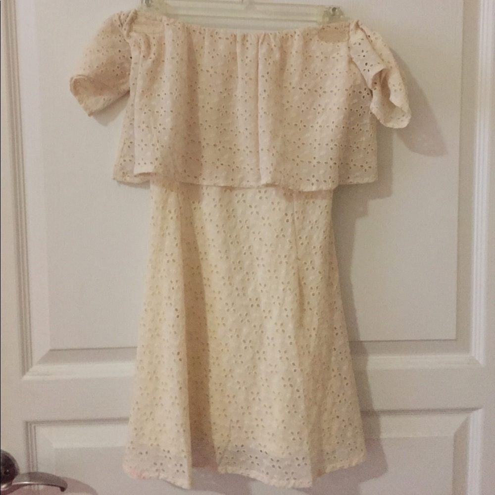 Cream off the shoulder lace dress