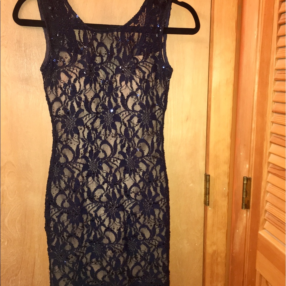 Navy Lace Formal Dress