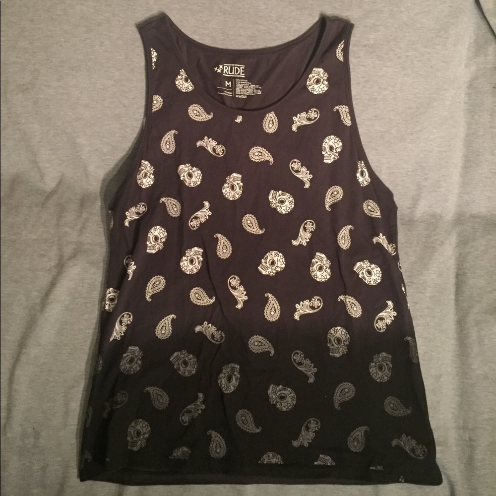 Paisley Skulls Gradient Muscle Tank