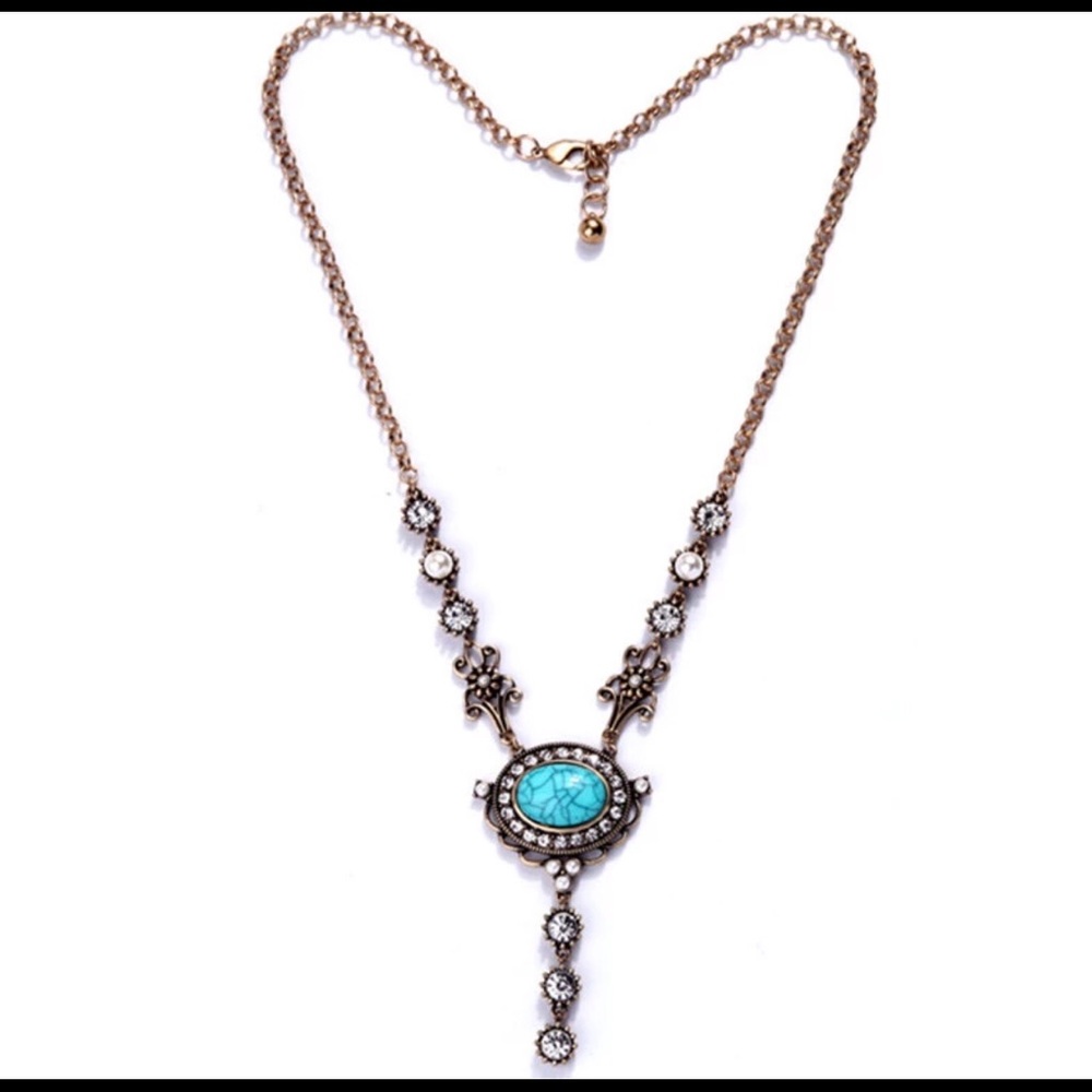 Boho faux turquoise long necklace!! Beautiful - Picture 5 of 5