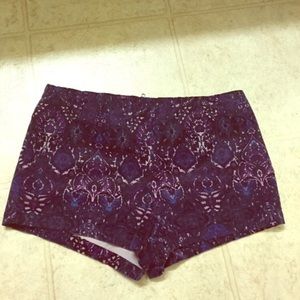Blue Motif Velvet Shorts