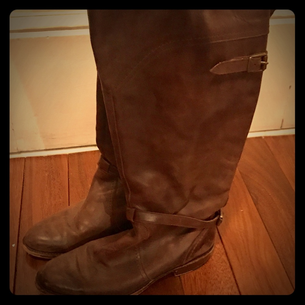 Frye brown leather knee high boots