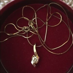 1/4 diamond pendant with 14ct gold chain