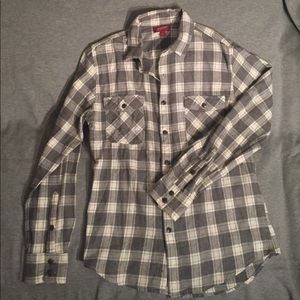 Grey Plaid Flannel Shirt