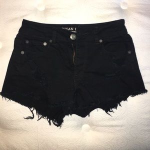 American Eagle black denim cut off shorts