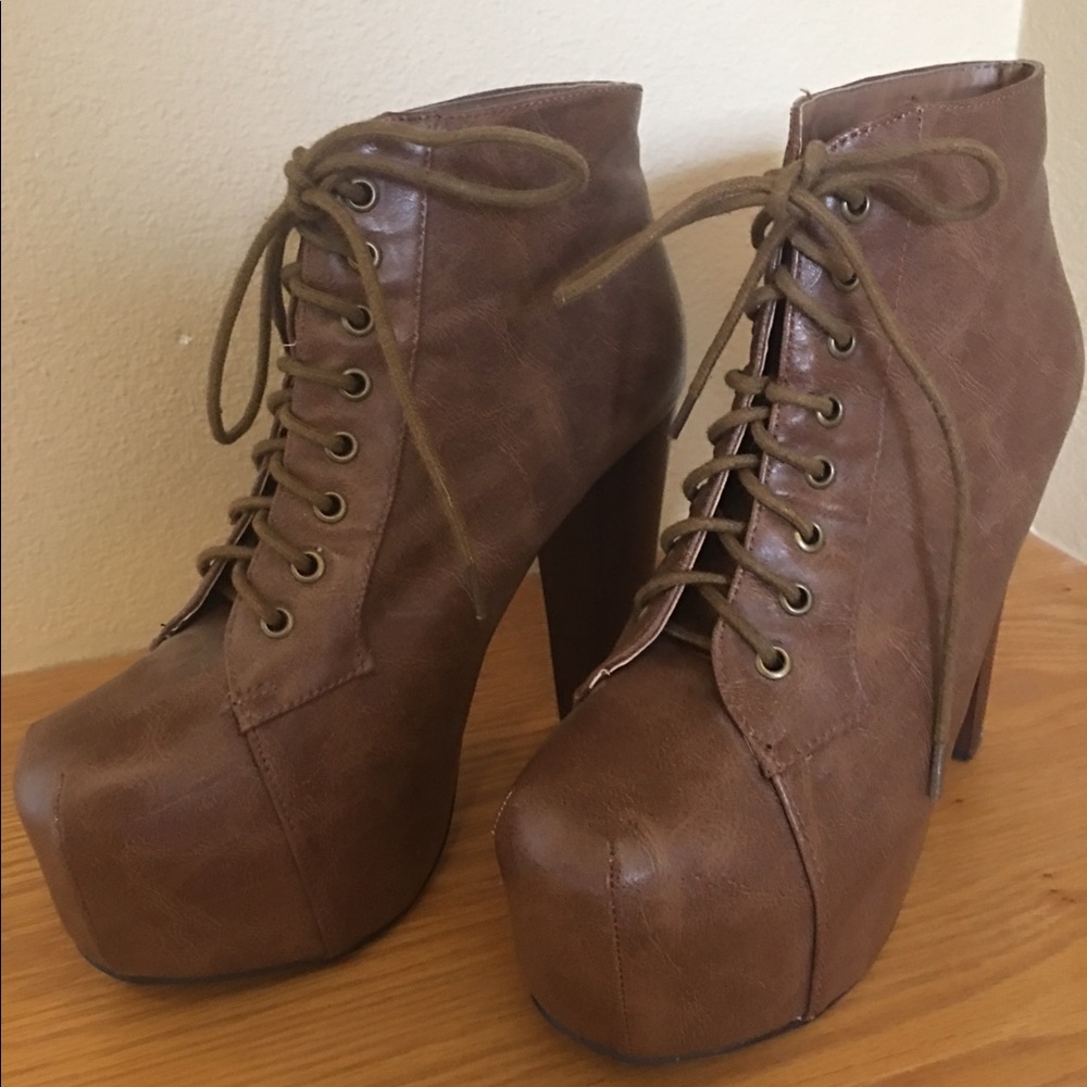 Brown heeled boots