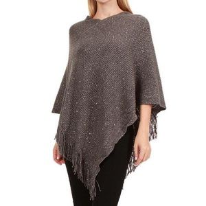 Grey Sequin Poncho Shawl