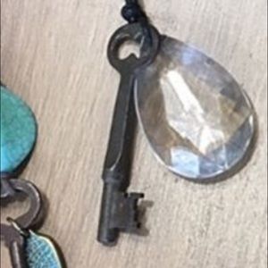 Vintage skeleton key and crystal necklace