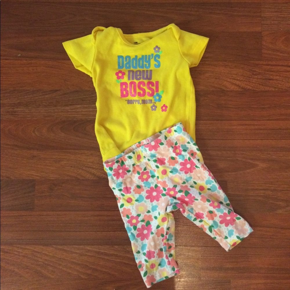 Yellow onsie and floral pants