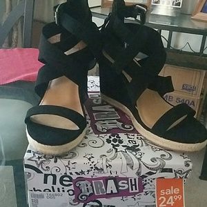 Black wedge sandal