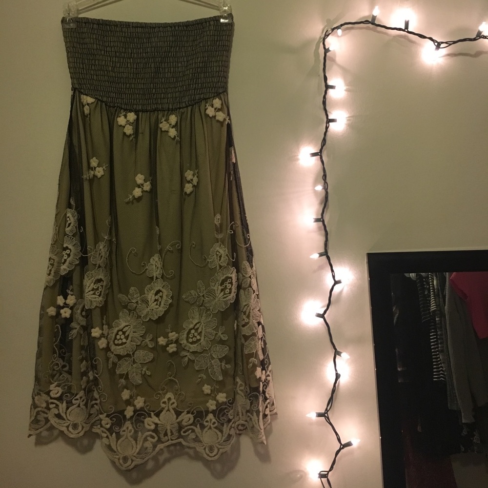 Embroidered Strapless Dress