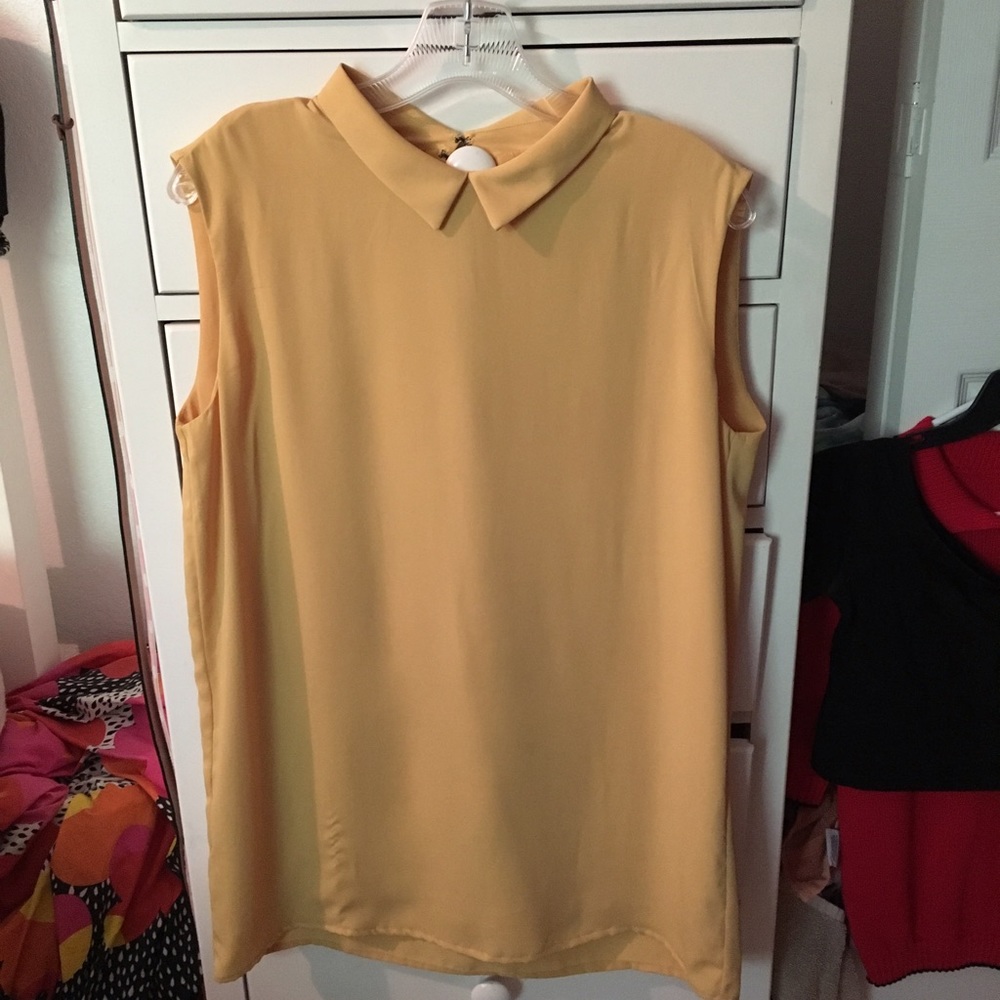 Yellow mini Mango sleeveless dress with collar