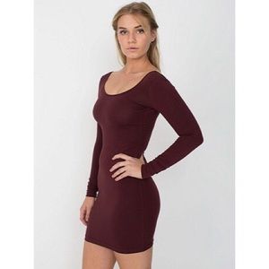 American Apparel Maroon Long Sleeve Mini Dress