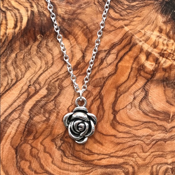 Silver Rose Pendant Necklace - Picture 1 of 4