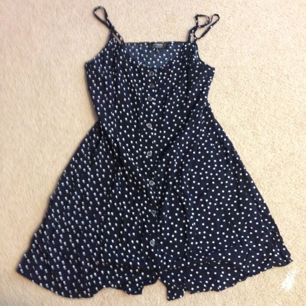 Navy polkadot dress