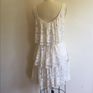 Vintage 60's cream lace tiered mini dress / size S