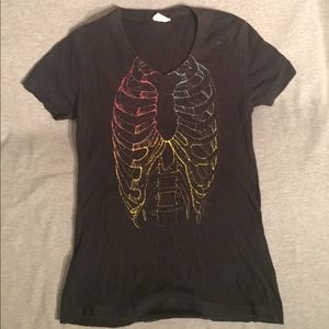 Rainbow Skeleton Ribcage Black T-shirt