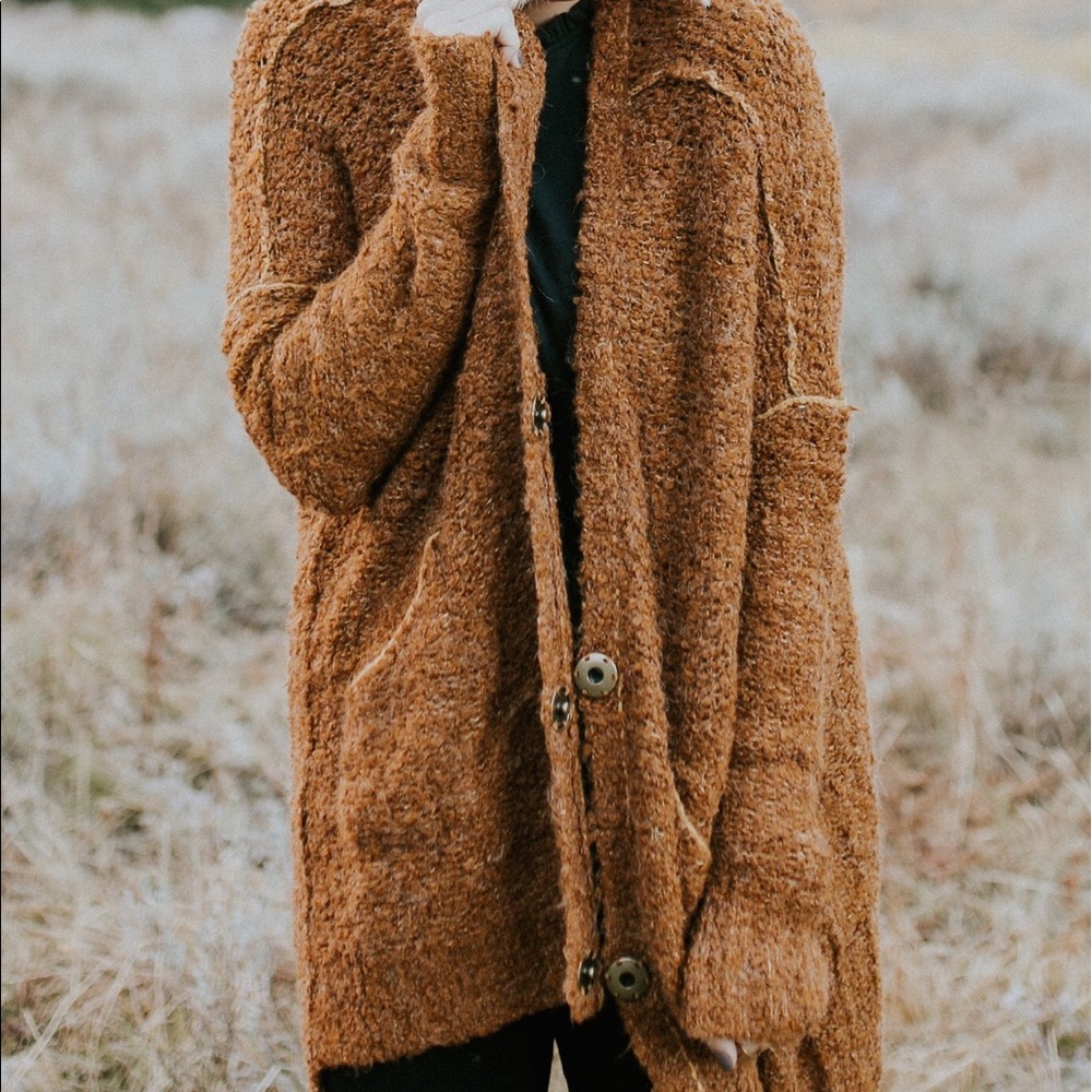 New Free People Boucle Slouch Cardigan