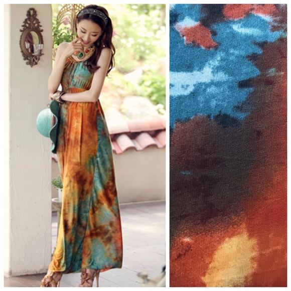 💜 Bold Color Braided Neck Maxi Dress - Picture 2 of 3