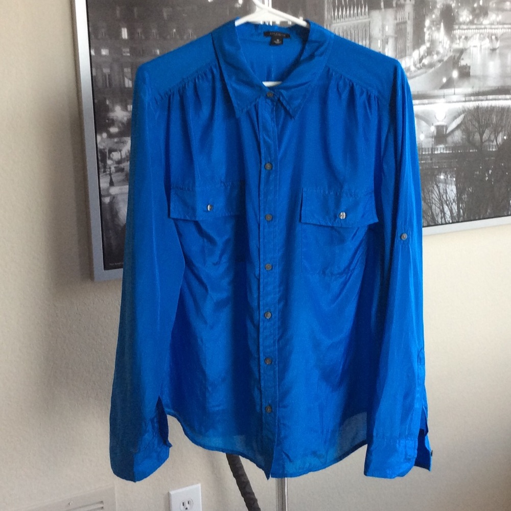Blue silk blouse