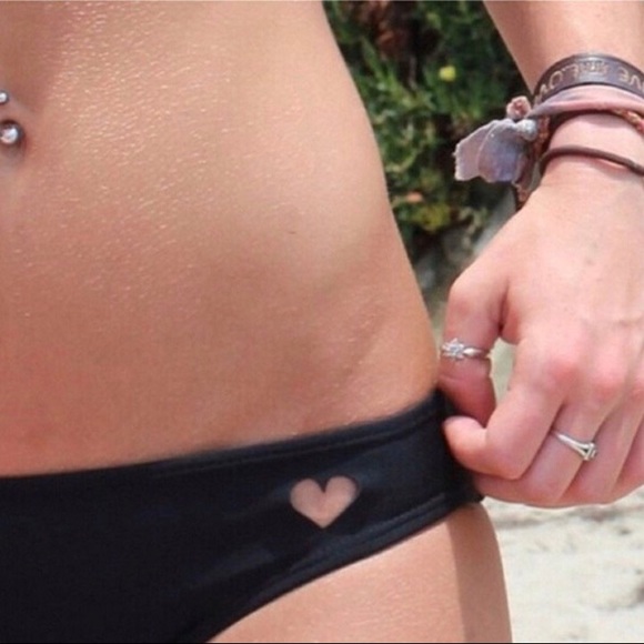 LAST ONE!! Black Heart Cut Out Bikini Thong Bottom - Picture 3 of 5